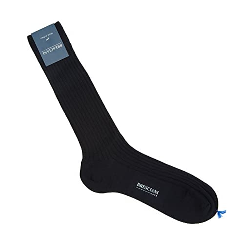 Bresciani Mid-Calf Ribbed Merino Wool Men's Italian Dress Socks2