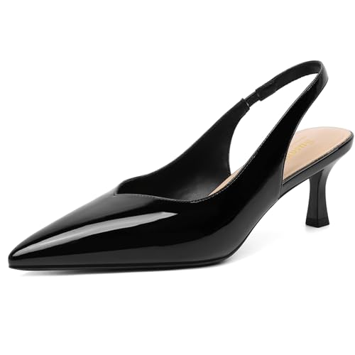 Image of Susanny Kitten Heels for Women Closed Pointed Toe Slingback Shoes