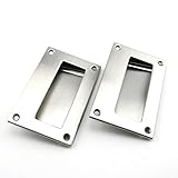 heyous 2pcs 5x3.2 inch Hidden Recessed Pull Handle Stainless Steel Square Flush Concealed Furniture Handle for Door Drawer Cupboard Cabinet Sliding Door