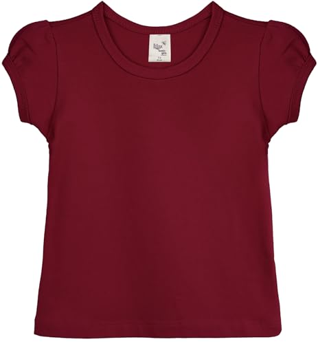 Image of Lilax Girls Short Puff Sleeve Cotton T-Shirt, Toddler & Little Girls Top | 95% Cotton Puff Sleeve Tee; Crewneck, Short Sleeve; Toddler & Girls Sizes 2T-12; for School, Play & Everyday; Machine Wash