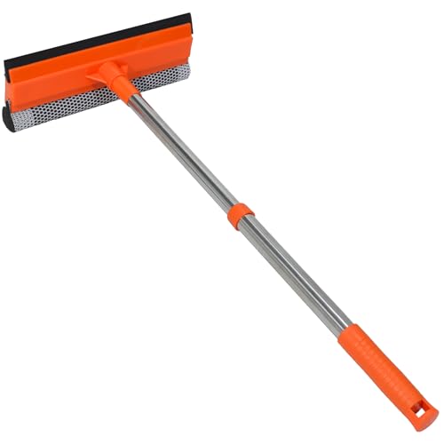 2 in 1 Car Windshield Squeegees with 15.3"-23.6" Retractable Stainless Steel Handle, Windshield Cleaner Tool for Cars, Trucks, Glass Doors, Shower Glass, Outdoor Windows, Orange