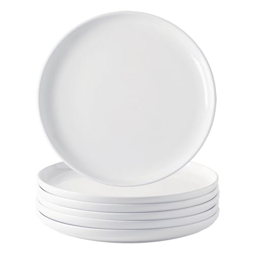 Gbhome GDP017 Dinner Plates Set Of 6,10.5 Inch Round Modern Stoneware Plates For Kithen,Flat Circle Dishes Set,Microwave,Dishwasher Safe,Scratch Resistant Deep Plates-Blue&White cover