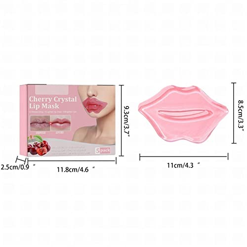 Cherry Lip Mask 5 Pack Collagen Crystal Gel Lip Care Masks, Moisturizing Lips Essence For Firms Hydrates Lips, Anti Chapped & Anti-Aging, Reduces Lip Lines, Remove Dead Skin #TOP6