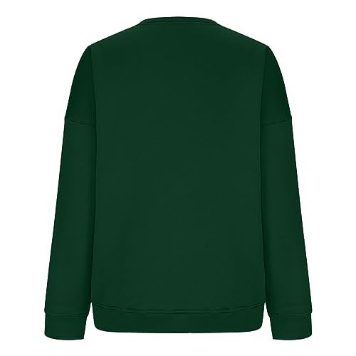 2025 Womens Sweatshirts Crewneck Fleece Oversized Pullover Sweaters Fall Winter Cute Tops Teen Girls (Green-2, XXL)4