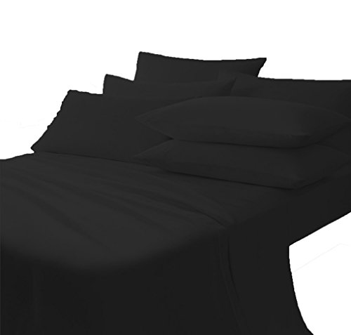 Scala Bedding 800 Thread Count 100% Egyptian Cotton 1 Piece Soft Italian Finish Flat Sheet Twin XL Top Sheet Black