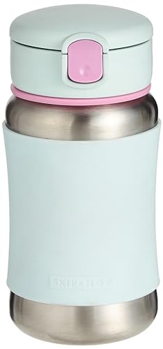 Image of Skip Hop Toddler Sippy Cup with Straw, Sparks Stainless Steel Straw Bottle, Ice Cream (Pack of 2)