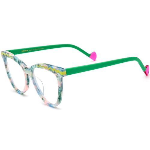 Image of HEPIDEM Multicolor Acetate Glasses Frame Women Cat Eye Eyeglasses Men Optical Spectacles 9291