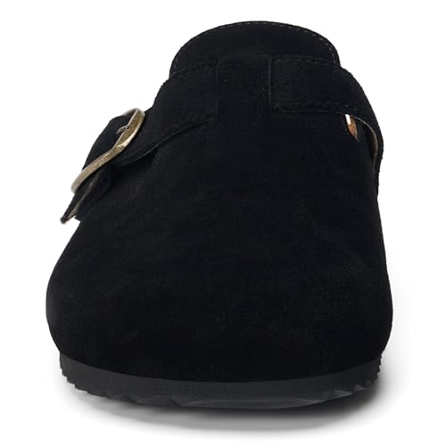 Image of ZUSERIS Suede Clogs for Women Men Wide Width Leather Mules