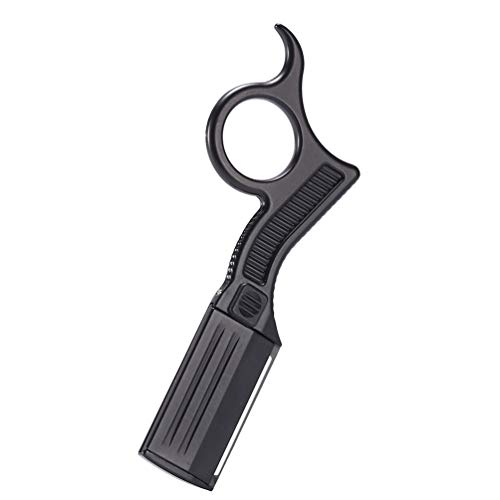 Yintal Men Shaving Straight Razor,Barber Tools Manual Shaver Beard Salon Hair Trimmer Metal Replaceable Blades Clipper Holder (Black)