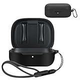 For Denon AHC500W ケース【LAZIRO】柔らかなシリカゲルのスポーツクールなデザイン 装着充電可能 衝撃吸収 防水 防塵 軽量 紛失防止用のフックを搭載した スリムソフト ケースカバー 落下防止 Denon AHC500W 対応用 保護カバー(ブラック)