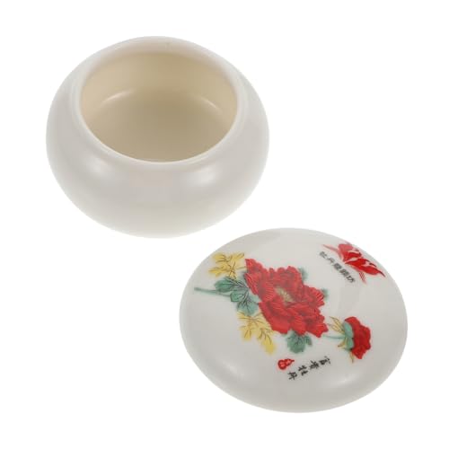 Alipis 1 Pc Vaso Di Porcellana Contenitori Per Lozioni Con Coperchi Porta Polvere Cibo in Scatola Sfuso Barattolo Per Cosmetici Vintage Rossetto Crema Mini Ceramica Tè Rosso Viaggiare