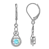 Silvershake 本物の宝石 アイリッシュ ケルトノット ドロップ ダングル イヤリング, S, スターリングシルバー スターリングシルバー。 ロジウム(ホワイトゴールドメッキ)。, 本物の水銀ミストオーロラボレアリストパーズ。