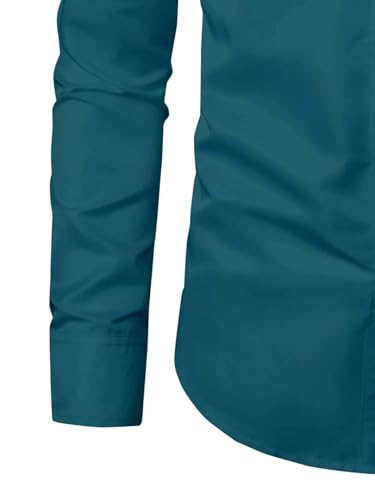 Image of BABIRUSA Men's Cotton Blend Shirt with Solid Bottom Down Long Sleeve Spread Collared Neck Regular Fit and Standard Length | Shirt for Man
