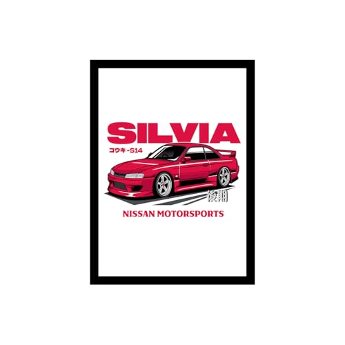 Image of BLINKART Nissan Silvia S15 CarFramed Posters Gift Items Boys Room Wall Decoration Bedroom Office Studio Synthetic Wood Frame & Acrylic Glass Ready to Hang - 12x8 Inch, (A4 Size) - CAR-173