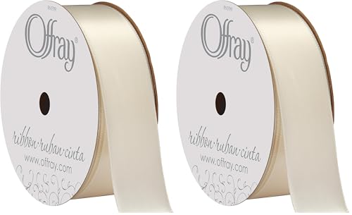 Image of Berwick Offray 061572 7 /8 inch Wide Single Face Satin Ribbon, Antique White Ivory, 6 Yds (Pack of 2)