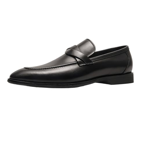 Men's Genuine Leather Oxfords, Classic Business Formal Shoes with Anti-Slip Slip-on Sole for Office & Casual Wear