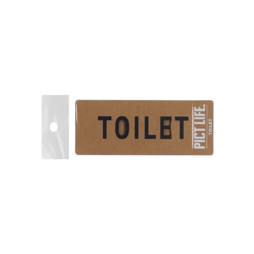 TQOOL 表札 プレート 裏両面テープ付き アクリル 日本製 PICT LIFE. TOILET 黒 1枚入 19x97mm 24774