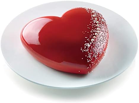 Silikomart Silicone Mold Batticuore Flexible Heart-shaped Cake Pan with 3D Technology, 50-3/4-Fluid Ounces, Gray