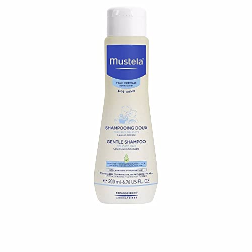 Mustela Sanftes Shampoo mit Bio-Avocado-Perseose und Kamille, Körper und Haar, Babys, Kinder, ganze Familie - Verhindert die Bildung von kleinen Knoten, brennt nicht (200ml)