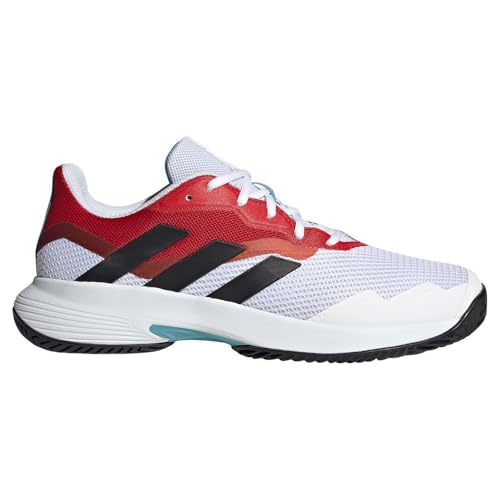 adidas Uomo CourtJam Control Tennis Shoes, Cloud White / Core Black / Scarlet, 44 2/3 EU