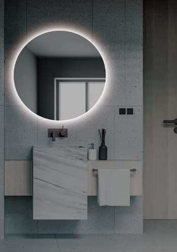 MICE COLLECTION Specchietti retroilluminati rotondi a LED Specchio da bagno con illuminazione a LED - Specchio da parete con accessori - Diverse misure per bagno camera da letto trucco BELG003/50 (50