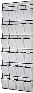 ND Over The Door Shoe Rack Holder 24 Large Mesh Pockets Storage Hanger 8 Door Hooks, Door Shoe Storage Pockets for Kitchen Bedroom Bathroom(White)