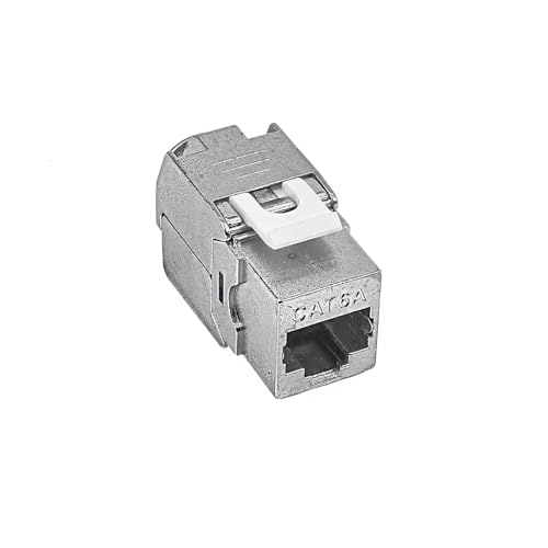 ProfiPatch Netzwerkdose unterputz Cat6A sat dose 500MHz Keystone LAN Dose CAT7, CAT6A, CAT6,CAT5 2 Port RJ45 Anschluss + SAT Anschluss Oben hinten POE LAN Steckdose Aufputz geschirmt rj45 dose weiß