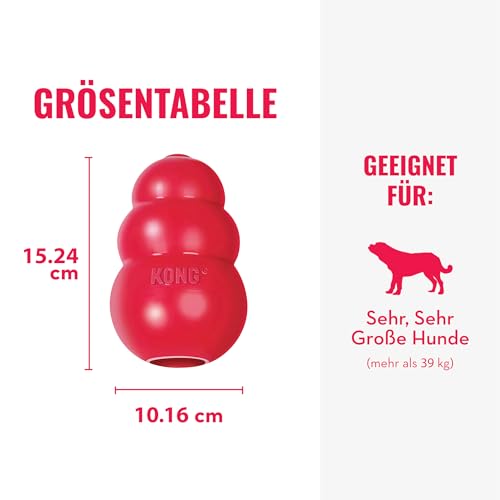 KONG Classic - Füllbares Hundespielzeug - Apportier- und Kauspielzeug für Hunde - Kann Mit Leckerlis Gefüllt Werden - Strapazierfähiges Naturkautschukmaterial - Für XXL Hunde