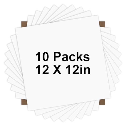 Image of HTVRONT White HTV Heat Transfer Vinyl Bundle: 10 Pack 12 inchx12 inch Iron on for T-Shirt (1 PTFE Sheet Included), PU HTV Easy to Cut & Weed for Heat Design