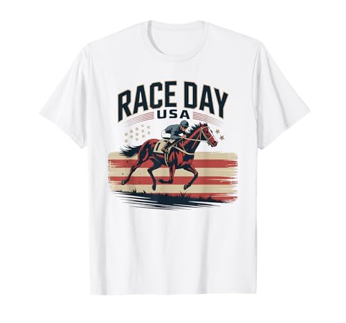 Carreras de caballos Día de la carrera Vintage Retro Horse Jockey Carrera de caballos Camiseta