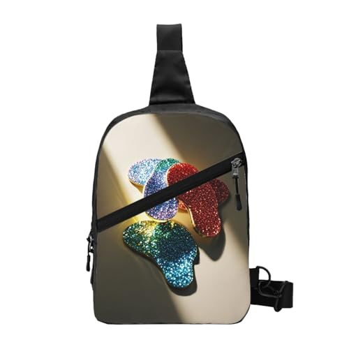 Glitter Sequin Spot Print Men's and Women's Foldable Crossbody Bag,Sports Crossbody Bags,and Daily Chest Bags