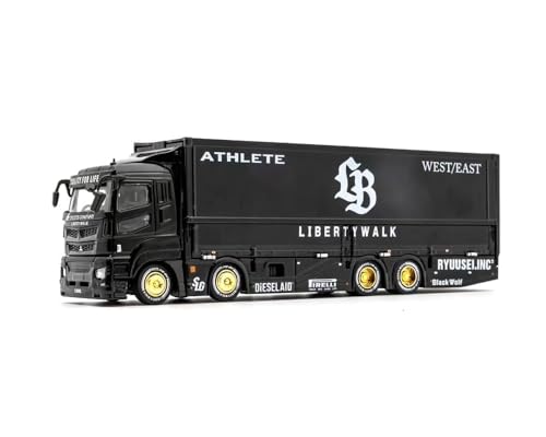 Diecast Model Car Compatible with GCD 1:64 Liberty Walk LB-Trucks Mitsubishi Fuso Super Great Transporter Athlete (Black) Limited Edition KS-073-302