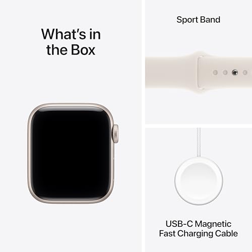Image of Apple Watch SE 3 GPS + Cellular 40mm Starlight Aluminium Case with Starlight Sport Band - M /L