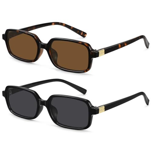 MEETSUN Retro Rectangular Sunglasses for Women Trendy Vintage 90s Small Square Sun Glasses UV Protection