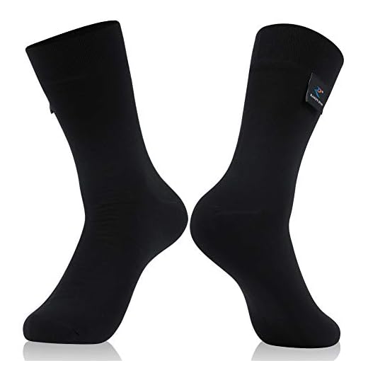 RANDY SUN Slim Waterproof Socks, Winter Dry Feet Warm Liner Breathable Comfortable Rainy Outdoor Recreation Hike Fishing Cycling Snowboarding Trail Mud Running Boot Socks (1 Pair Midcalf Black XS)