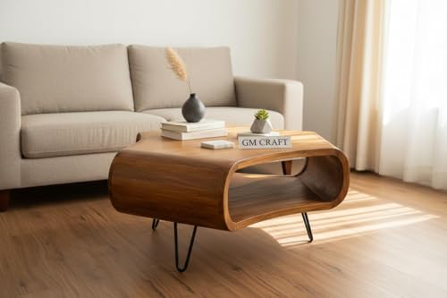 Image of Sheeshsam Wooden Center Coffee Table - Solid Wooden Coffee Table for Living Room - Tea Table Teapoy Center Piece for Home Sofa Center Table for Living Room (Honey, Jose)