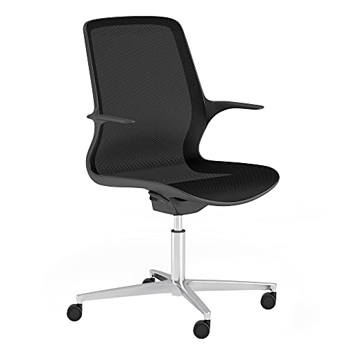 Image of Leick Home 10146-BK Teramo Italian Made Adjustable Ergonomic Mesh Office Chair with Swivel, Black