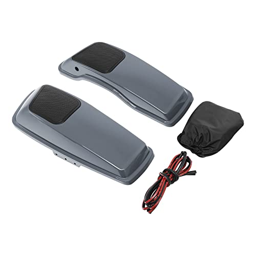 Tapas para alforjas TCT-MOTORPARTS color Gunship Gray con recortes para parlantes 6x9 pulgadas, compatibles con Harley Touring (Road King, Road Glide, Street Glide, Ultra Limited, Electra Glide Standard) 2014-2023