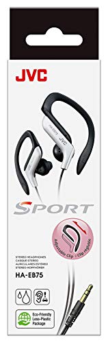 Image of JVC HAEB75W Sports Clip Headphone, White, 1.60 x 4.40 x 3.90 inches