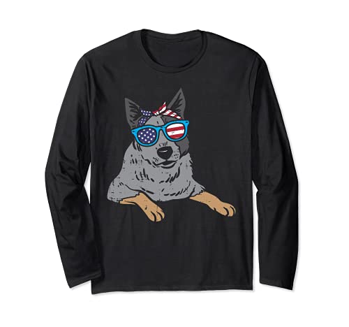 Bandana Heeler Cattle Dog American US 4th Of July Fourth Dog Long Sleeve T-Shirt, Black