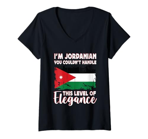 Mujer Jordan Flag Proud Elegant Jordanian Boyfriend Girlfriend Camiseta Cuello V