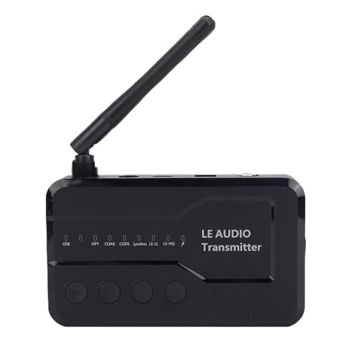 Goshyda Adaptador de Transmisor de Audio Inalámbrico, Bluetooth 5.3 con Audio LE, Batería de 15h BT 8H BA, una a Muchas Transmisión a Través de USB AUX Opt Coax