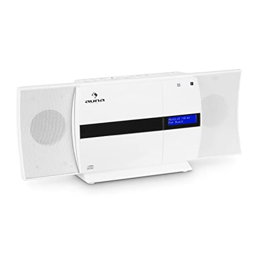 auna V-20 - Equipo de música, Minicadenas de música, Reproductor de CD, Dab+, Bluetooth, Conexión NFC, USB, MP3, Mando Distancia, Equipo de música para casa, De pie o montado en la Pared, Blanco