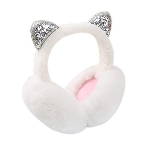 Wansan signore paraorecchie inverno caldo bella paillettes peluche protezioni auricolari pieghevoli per le donne ragazze bambino