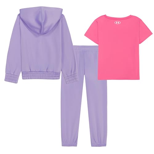 Image of Under Armour Girl's 3-Piece Fleece Hoodie, Pants, and Short Sleeve Tee Set