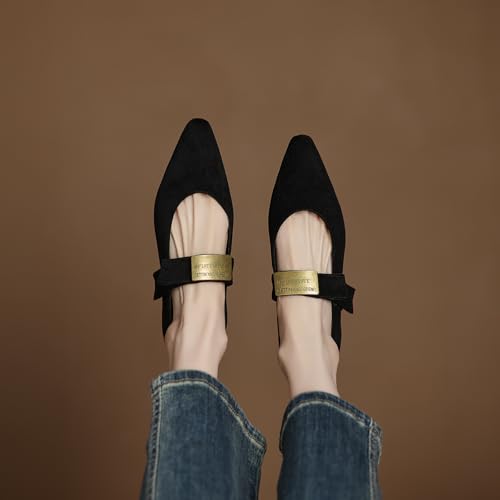 Cozivwaiy Mary Janes Shoes Women Soft Ballet Flats Comfortable Pointed Toe Buckle Strap Business Casual Shoes 7