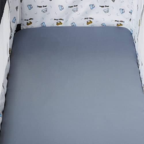 Image of Stretchy Fitted Crib Sheets Set 2 Pack Portable Crib Mattress Topper for Baby Girl Boy,Ultra Soft Jersey Material, Grey & Pink