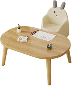 Ladfrol 子供用のテーブル。書斎、リビングルーム、ロ、ミニ、お絵かき、ベッドサイドとして使用できます。天然木で作られています。洗練された安全設計。多目的屋内使用。学習意欲を高める (木の原色,60*40*30cm) [並行輸入品]