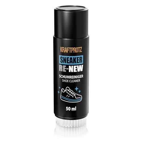 Schuhreiniger Sneaker mit Bürste 50 ml Reinigungsschaum für Schuhe entfernt Schmutz & Flecken ohne Ausspülen KRAFTPROTZ Sneaker RE-NEW