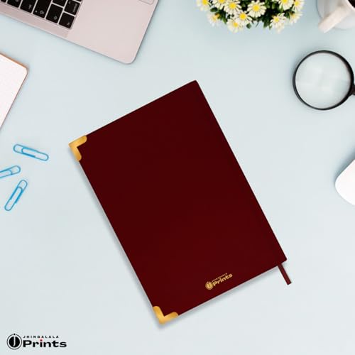 Image of Jhingalala Hard Bound Journal Diary with Metal Corner Protectors | A5 Size 192 Ruled Pages Notebook Diary | 80 GSM Paper | Undated Daily Writing Diary for Office, Students, Men, Women & Girls (Maroon, A6 - Pocket Size)